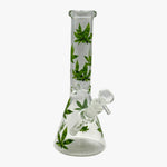 Load image into Gallery viewer, 10&quot; GLASS BONG GREEN LEAF PG1066
