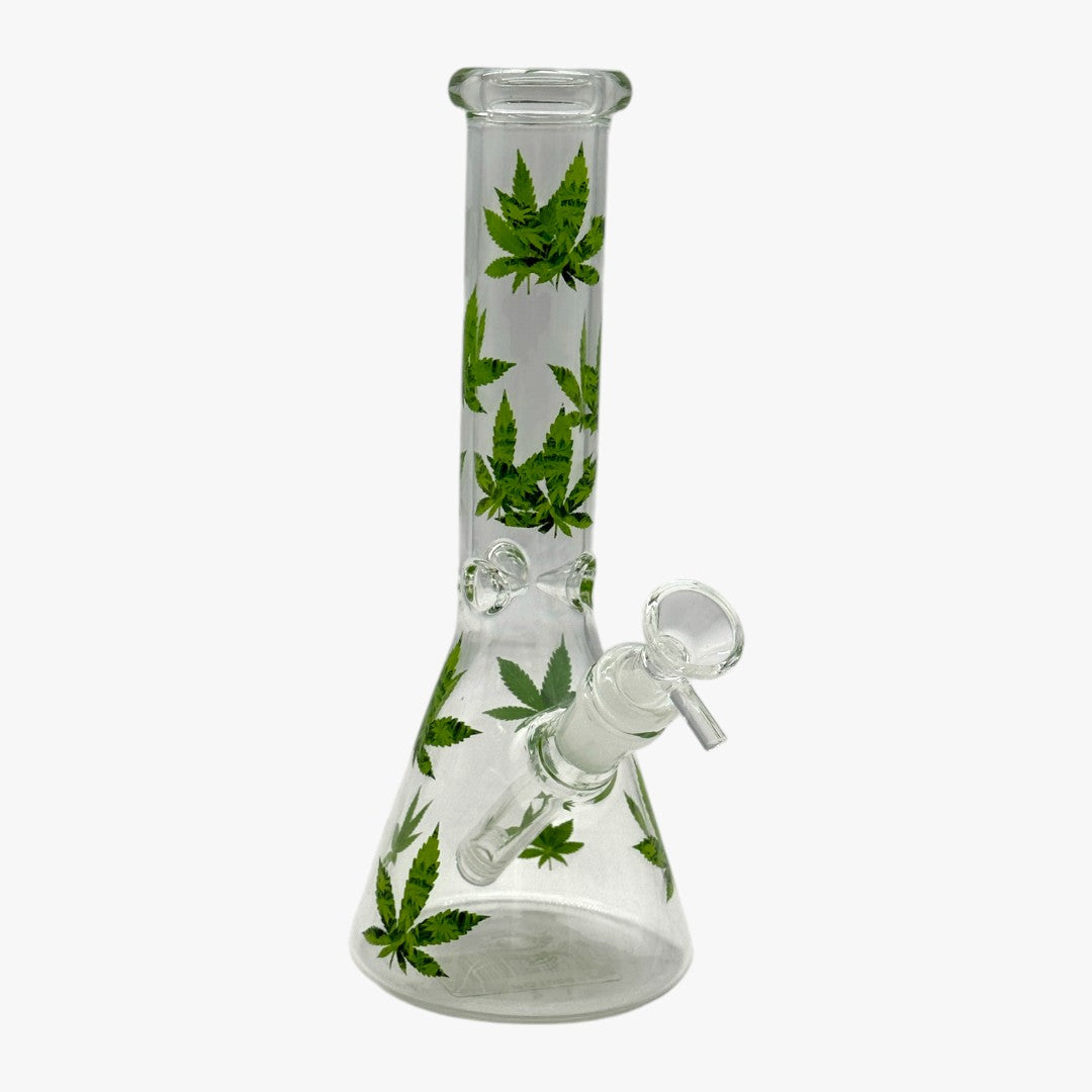 10" GLASS BONG GREEN LEAF PG1066