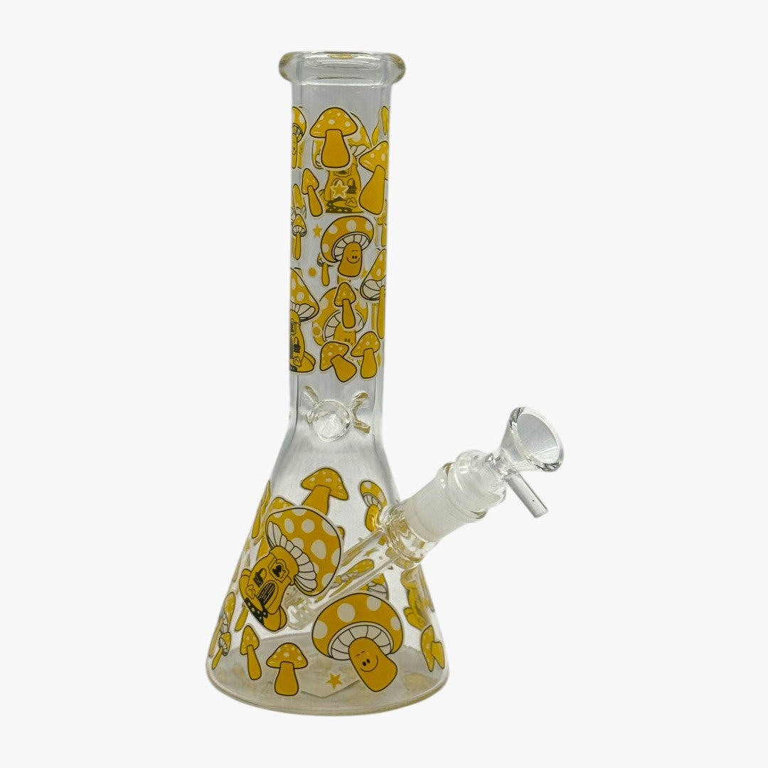 10" GLASS BONG HAPPY MUSHROOMS PG 1071